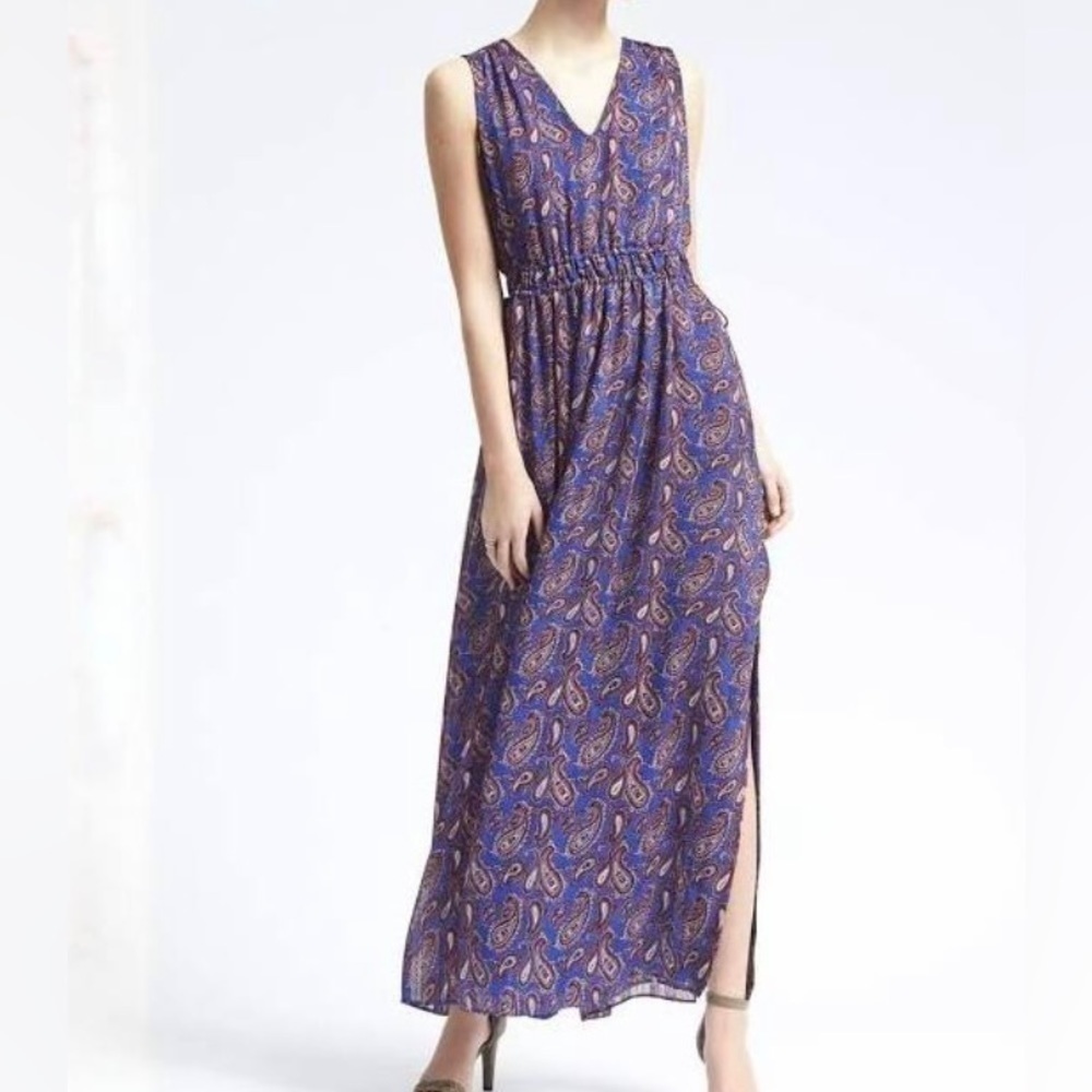 Banana Republic Purple Paisley Maxi Dress EUC Size Medium